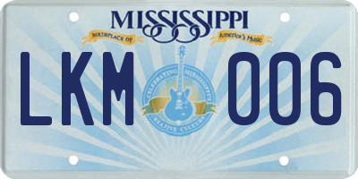 MS license plate LKM006