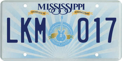 MS license plate LKM017