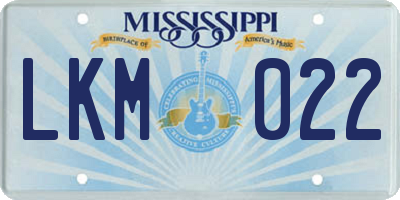 MS license plate LKM022