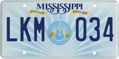 MS license plate LKM034