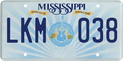 MS license plate LKM038