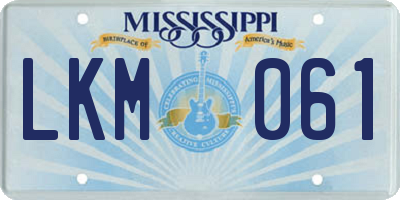 MS license plate LKM061