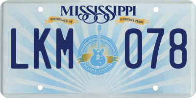 MS license plate LKM078