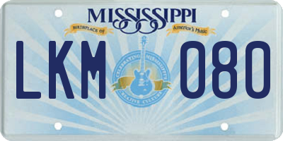 MS license plate LKM080