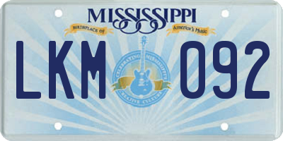 MS license plate LKM092