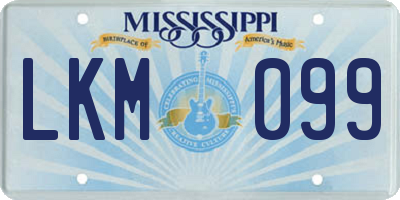 MS license plate LKM099