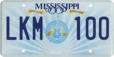 MS license plate LKM100