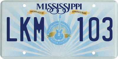 MS license plate LKM103