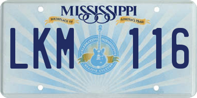 MS license plate LKM116