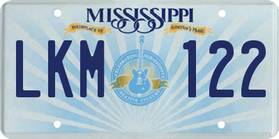 MS license plate LKM122