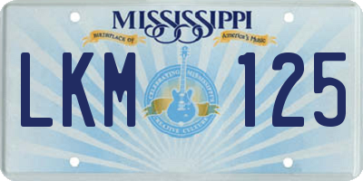 MS license plate LKM125
