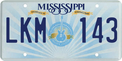 MS license plate LKM143