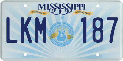 MS license plate LKM187