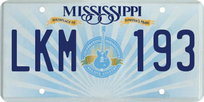MS license plate LKM193
