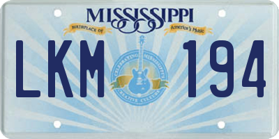 MS license plate LKM194