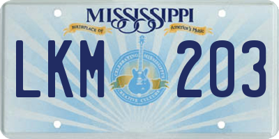 MS license plate LKM203
