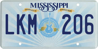 MS license plate LKM206