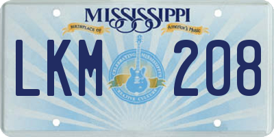 MS license plate LKM208