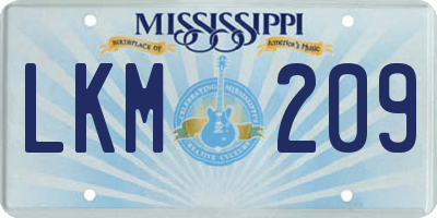 MS license plate LKM209