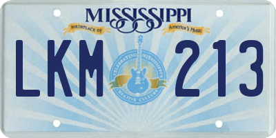 MS license plate LKM213