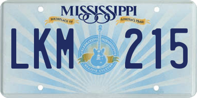 MS license plate LKM215