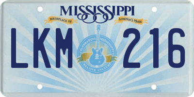 MS license plate LKM216