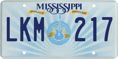 MS license plate LKM217