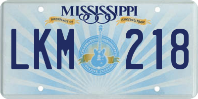 MS license plate LKM218