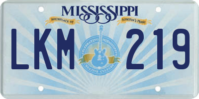 MS license plate LKM219