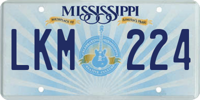 MS license plate LKM224