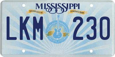 MS license plate LKM230
