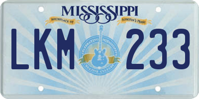 MS license plate LKM233