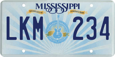 MS license plate LKM234