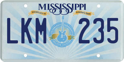 MS license plate LKM235