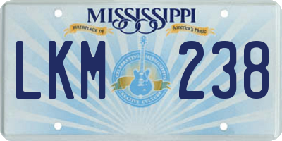 MS license plate LKM238