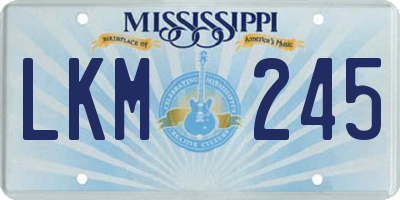 MS license plate LKM245