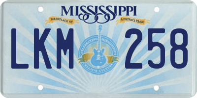 MS license plate LKM258