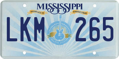 MS license plate LKM265