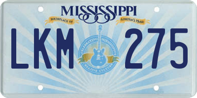 MS license plate LKM275