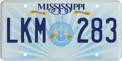 MS license plate LKM283