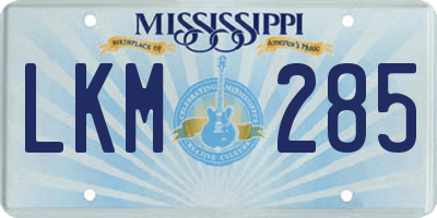 MS license plate LKM285