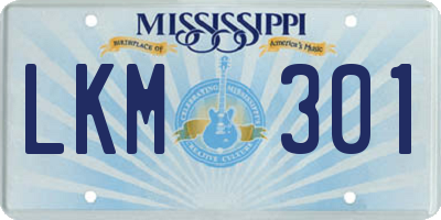MS license plate LKM301