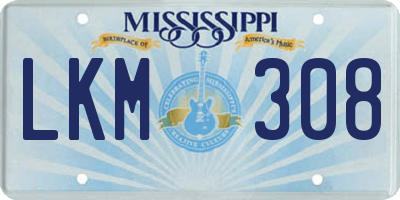 MS license plate LKM308