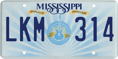 MS license plate LKM314