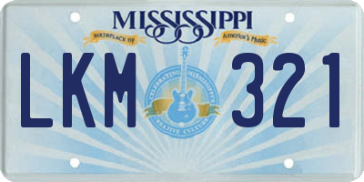 MS license plate LKM321