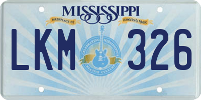 MS license plate LKM326