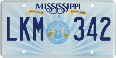 MS license plate LKM342