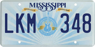 MS license plate LKM348