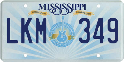 MS license plate LKM349