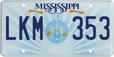 MS license plate LKM353